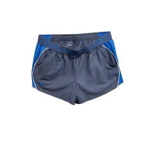 Large Under Armour Womens Blue Play Up 3.0 Shorts Colorblock Pockets